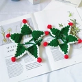 Handmade crochet star Christmas collar for pets in festive red green and white colors - Christmas Green Star