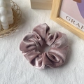 Pink purple velvet scrunchie hair tie with soft texture and retro vintage style - Flesh Pink