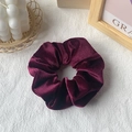 Elastic velvet scrunchie in dark burgundy red color with soft plush texture for women - Burgundy