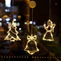 Set of 3 Christmas LED sucker lights with warm white tree, bell and angel window motifs - Set 1 - 3 Styles