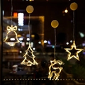 Christmas LED suction cup hanging lights in warm white star and deer festive shapes - Set 2 - 4 Styles