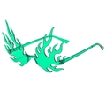 Futuristic green flame shaped sunglasses with translucent lenses for party style - Green