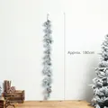 Ghirlanda natalizia innevata da 180cm con pigne e bacche rosse per decorazioni porte - Stile A (180cm/Pigna/Bacca Rossa/Neve Forte)