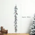 Ghirlanda natalizia 180cm con aghi innevati, bacche rosse e pigne di pino naturali - Stile C (180cm/Ago Innevato/Bacca)