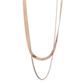 Detail of rose gold double layer necklace featuring snake and box chain combination - Double Layer Snake Bone Box Chain / Rose Gold