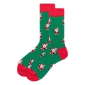 Chaussettes de Noël vertes et rouges avec motifs Père Noël pixelisés sur fond blanc - Taille 41-46 / Vert (Père Noël)