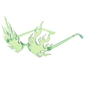 Neon green flame shaped sunglasses with rimless lenses for trendy festival parties - Light Green