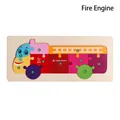 Colorful wooden fire truck puzzle for toddlers with numbers 1-10 and smooth finish - Fire Truck
