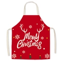 Red Christmas apron with Merry Christmas print and white reindeer antlers pattern - Christmas Style 11