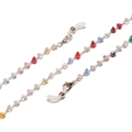 Gold chain glasses strap with colorful heart-shaped crystal beads and rubber loops - Colorful