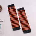 Long fingerless knitted gloves with orange and black stripes for Halloween cosplay costume - Pumpkin Orange and Black Stripe