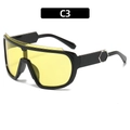 Occhiali da sole sportivi oversize con montatura nera e lenti gialle colore C3 - Montatura Nera Lente Shield Gialla (C3)