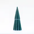 Minimalist dark green ceramic Christmas tree ornament with vertical ribbed texture - Large 2-layer Tree / Dark Green