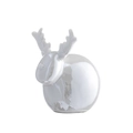 Statuetta renna in ceramica bianca lucida minimalista per decorazione natalizia nordica - Cervo Seduto / Bianco