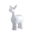 Minimalist pearl white ceramic elk figurine with glossy iridescent finish for home decor - Standing Deer / White