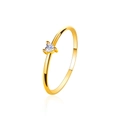 Minimalist gold ring with a sparkling heart-shaped zircon on a thin polished band - US 6 / Gold