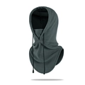 Dark grey fleece balaclava hood with adjustable drawstring for outdoor cycling warmth - One Size / Gray