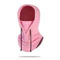 Pink fleece balaclava hood with adjustable drawstring for winter warmth and wind protection - One Size / Light Pink