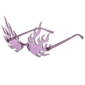Trendy flame-shaped rimless sunglasses in translucent purple for parties and street style - Purple