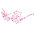 Y2K style translucent pink flame-shaped rimless sunglasses for parties and street fashion - Pink