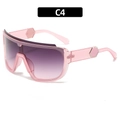 Übergroße Panorama-Sonnenbrille mit transparentem rosa Rahmen und lila Verlaufsgläsern - Transluzenter Rosa Rahmen Verlaufs-Lila Linse (C4)