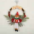 30cm Christmas wreath with snowman doll and Merry Christmas banner on white brick wall - Large Branch Wreath Snowman