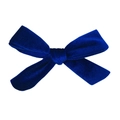 Detailed view of handmade dark blue velvet bow showing rich texture and soft fabric sheen - No.19 Royal Blue