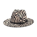 Détail d'un chapeau en laine zèbre avec bande en cuir noir et boucle en métal - Blanc Cassé / M (56-58cm)