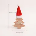Décoration sapin de Noël en bois avec bonnet rouge et toile de jute, taille 15x9cm - Ornement de Chapeau en Bois - Sapin de Noël