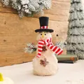 Handcrafted woven fiber Christmas snowman doll with striped scarf and hat, 30cm height - Style A-Black Top Hat Snowman-Approx 30cm