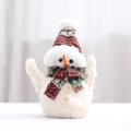 Christmas snowman figurine with knitted red and green hat and wooden buttons - Style E-Knit Top Hat Snowman-Approx 20cm