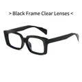 Modern thick black square frame sunglasses with clear lenses for a trendy fashion look - Black Frame Clear Anti-blue Lens