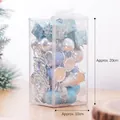 Set de adornos navideños azul y plata en caja de PVC para decorar el árbol - Juego de 49 piezas / Juego Azul/Plata