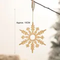 Glittery gold 15cm snowflake ornament with hanging tag for Christmas decoration - Snowflake Type G