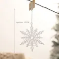 Silver 15cm glittery snowflake ornament with hanging tag for Christmas tree decor - Snowflake Type B