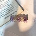 Cute holographic resin bear hair clip with colorful sequins and golden metal base - Purple + Jelly Milk