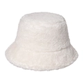 Detailopname van witte pluchen vissershoed met zachte textuur en warme ronde koepel - 58cm / Wit