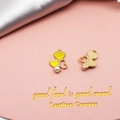 Ciondolo a cuore dorato con smalto giallo e perla bianca per accessori gioielli DIY - Giallo