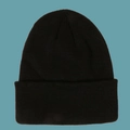 Classic black cuffed knitted beanie hat for kids in a soft warm winter style - Kids (48-56CM) / Black