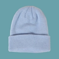 Fashionable light blue knitted beanie hat for kids with classic folded brim design - Kids (48-56CM) / Blue Gray