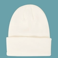 Detailed view of the fine texture on a white knit beanie with a folded cuff design - Kids (48-56CM) / White