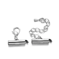 Zilveren schuifbuis sluiting met karabijnhaak en verlengketting voor DIY sieraden - 10mm (10 stuks) / Wit K/Zilver
