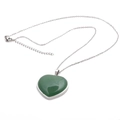 Collana in acciaio inossidabile argento con ciondolo a cuore verde e chiusura sicura - Avventurina Verde