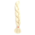 Golden jumbo braid synthetic hair extension tied with red rubber band on white backdrop - 613# (Platinum Blonde)