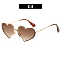Occhiali da sole a cuore alla moda con montatura in metallo oro e lenti sfumate marroni - Montatura Oro Lenti Marroni (C3)