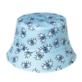 Vista dettagliata del motivo ricamato evil eye sulla superficie del cappello a secchiello - 58cm / Blu