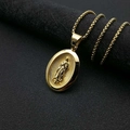 Collar hip hop con colgante de Virgen María chapado en oro y cadena de caja - Colgante Único Liso Dorado / Dorado