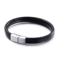 Fashionable octopus-style silicone and titanium steel bracelet with black stingray leather - Black Stingray Leather Style (KB110111-K)