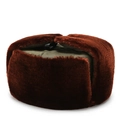 Army green winter trapper hat with thick brown faux fur lining and ear flaps for men - One Size / Army Green Fabric Coffee Fur