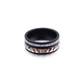 Three-layer titanium ring with black plating, white zircon stones, and rose gold studs - US 6 / Rose Gold (KR83017-KGC)